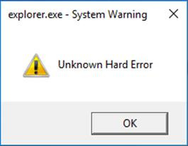 Messaggio di errore Unknown Hard Error