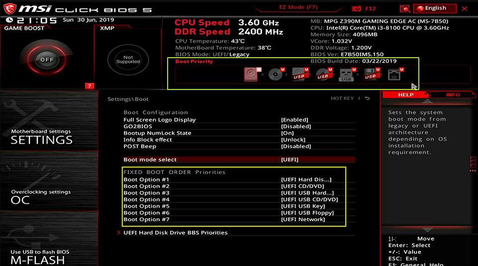 Modifica della sequenza di avvio nel BIOS