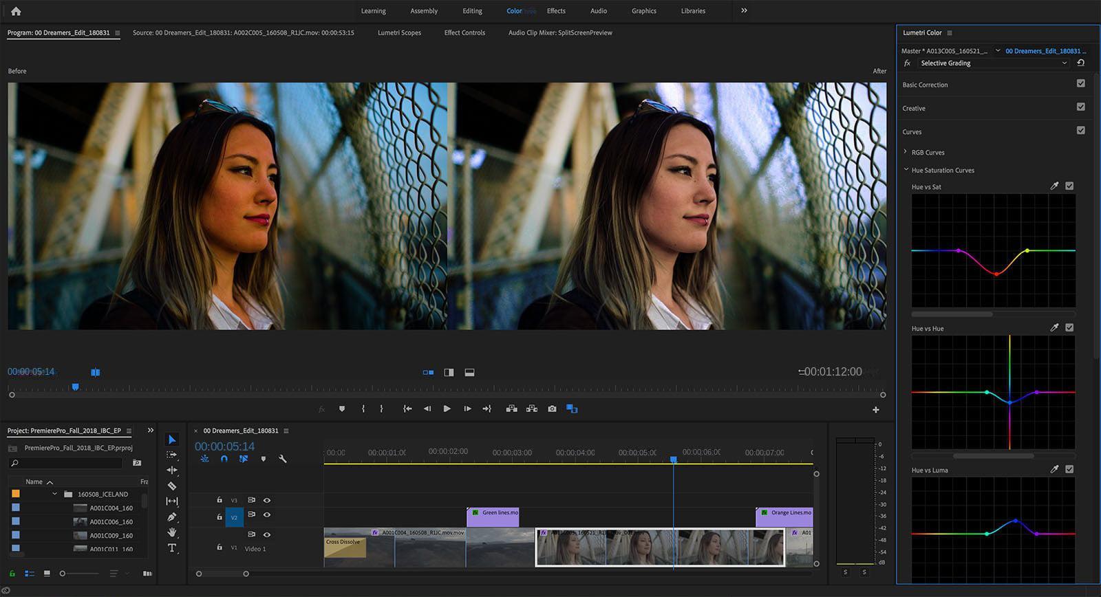 Interfaccia operativa del software Adobe Premiere