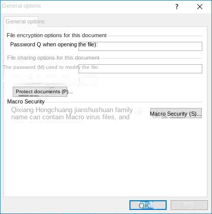 password per aprire il file