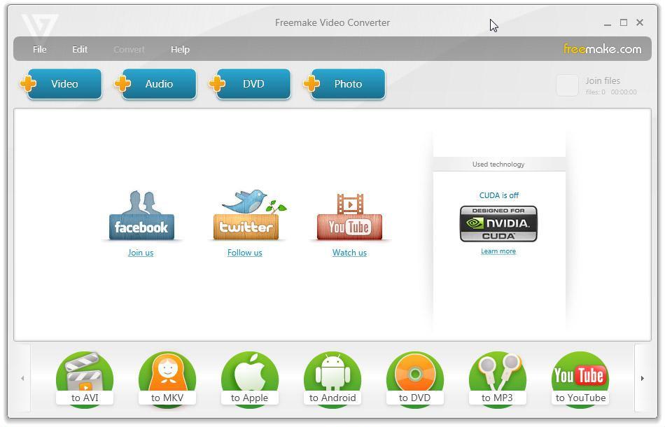 Interfaccia dello strumento Freemake Video Converter