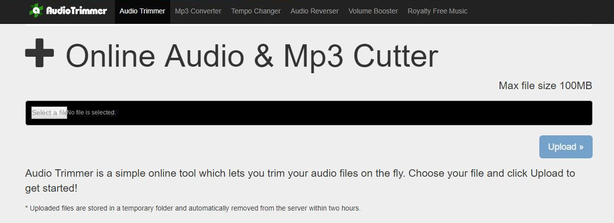 Strumento di editing audio online Audio Trimmer