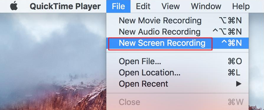 Aprire il software QuickTime Player per creare una nuova registrazione dello schermo.