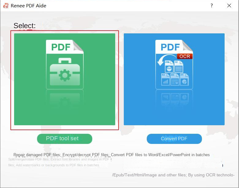 Fare clic sul set di strumenti PDF