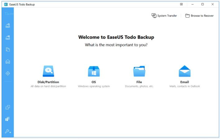 Interfaccia operativa del software EaseUS Todo Backup