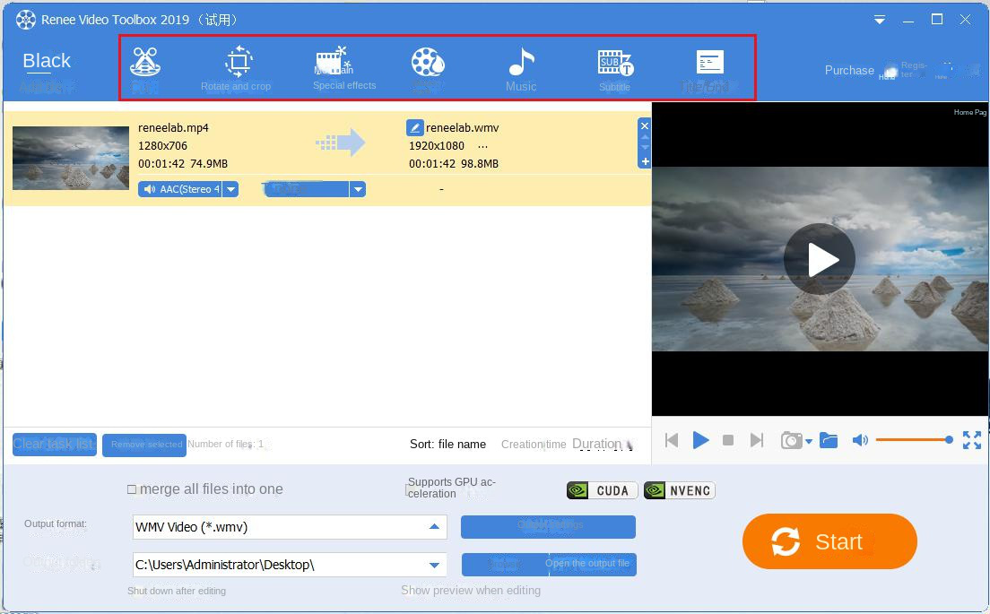 Caratteristiche di Renee Video Editor Pro per l'editing video