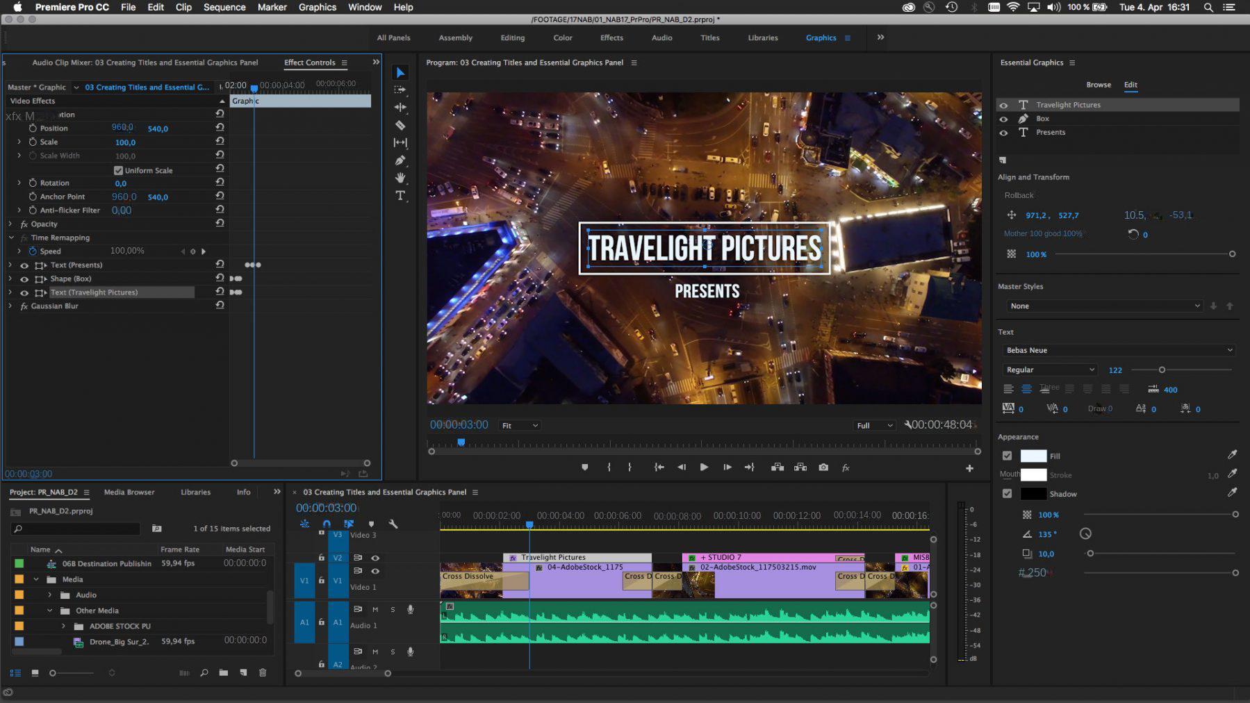 Interfaccia operativa del software Adobe Premiere Pro CC