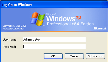 Windows XP classico prompt di accesso a Windows