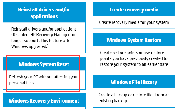 Ripristino del sistema HP Recovery Manager