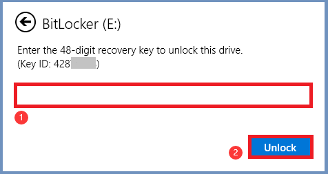 inserire la chiave di recupero BitLocker