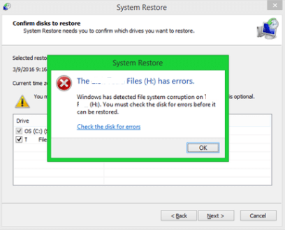 Windows ha rilevato la corruzione del file system