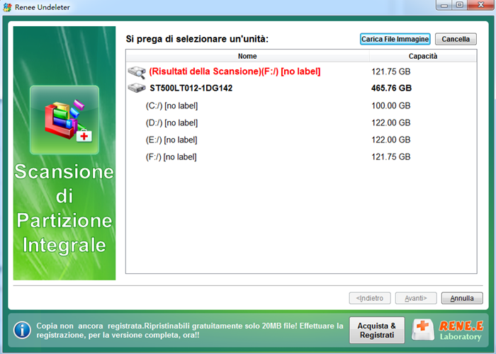 Renee Undeleter Scansione di Partizione Integrale