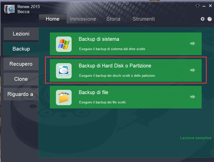 Backup partizione con Renee Becca passo 1