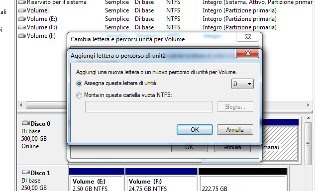 la gestione del disco assegna la lettera di unità