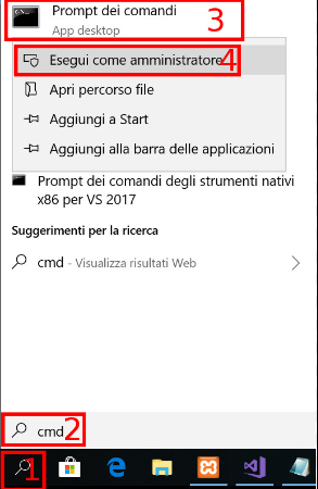 digitare cmd nella finestra di dialogo Esegui