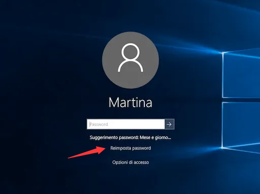 reimpostare la password con il disco di reimpostazione della password di Windows 10