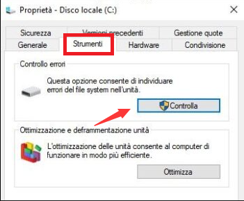 controllare il disco