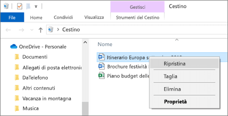 Ripristinare i file PPT dal cestino