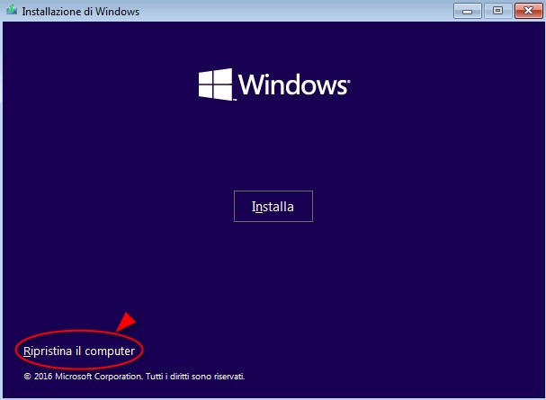 installazione di windows riparazione del computer