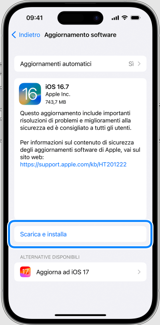 come aggiornare il dispositivo ios e le applicazioni su iphone