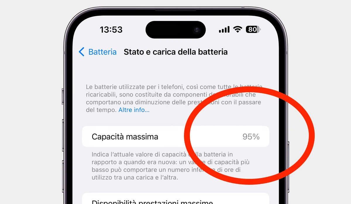 iphone: Impostazioni > Batteria > Stato della batteria