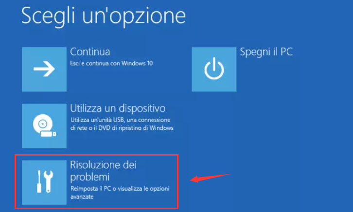 hp F11 Scegliere un'opzione Ambiente di ripristino Windows