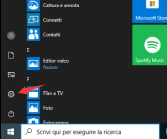 impostazioni del menu di avvio