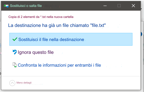 sovrascrivere un file prompt di windows