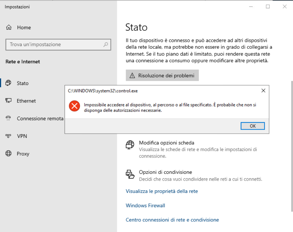 Windows non può accedere al dispositivo specificato