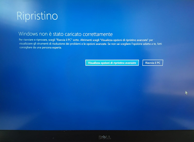 Windows non è stato caricato correttamente