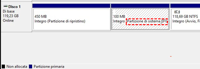 Partizioni di sistema riservate e EFI