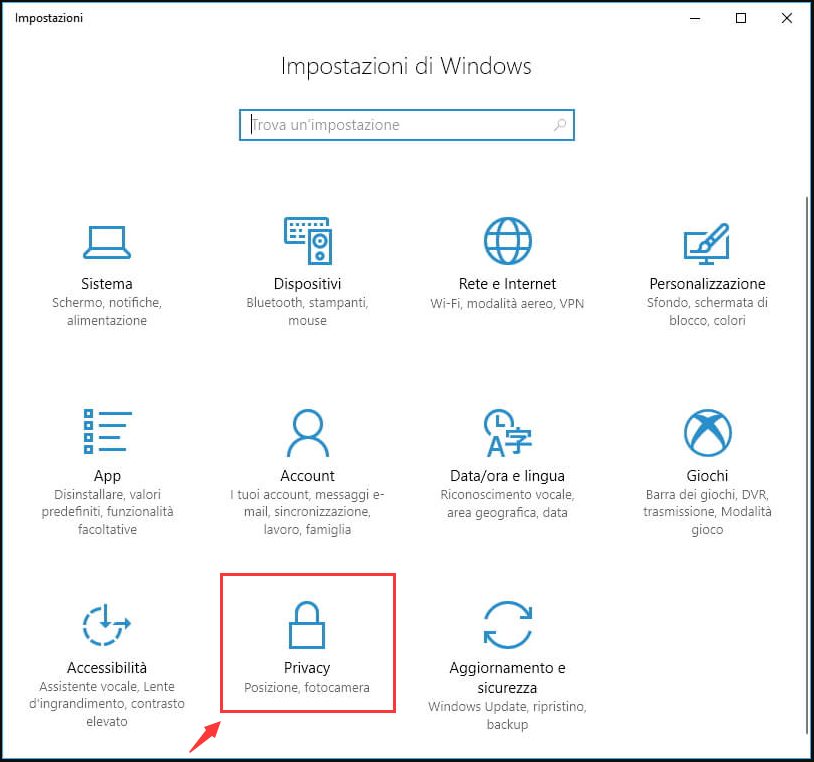 impostazioni sulla privacy di windows