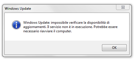 Windows Update non è attualmente in grado di controllare gli aggiornamenti