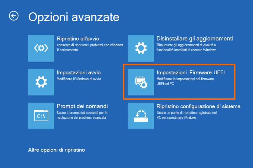 Impostazioni del firmware UEFI