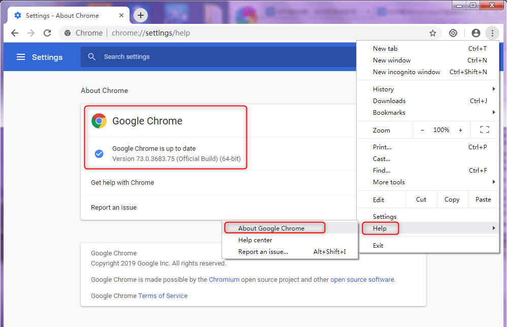 controllare l'aggiornamento di chrome