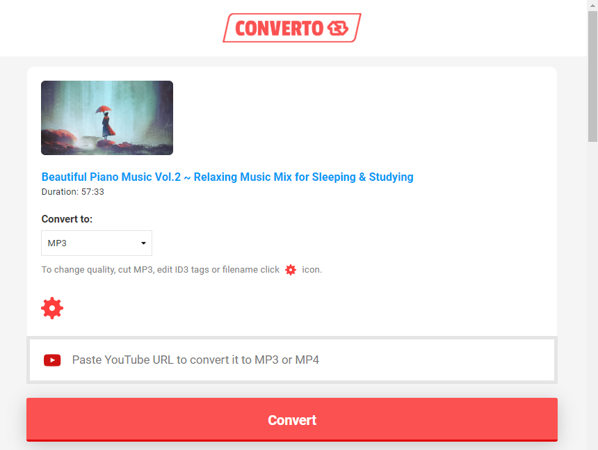 fare clic su convertire per scaricare mp3 in converto