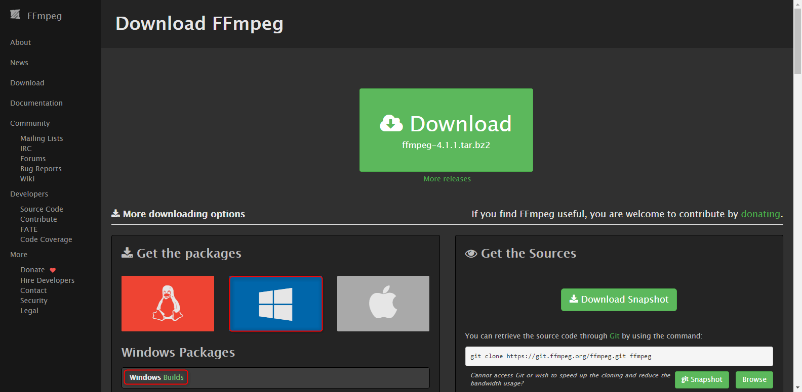 ffmpeg windows builds