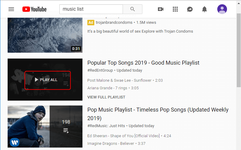 clicca per riprodurre tutta la musica della playlist su youtube