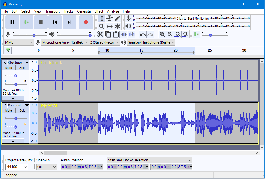 software di mixaggio musicale audacity