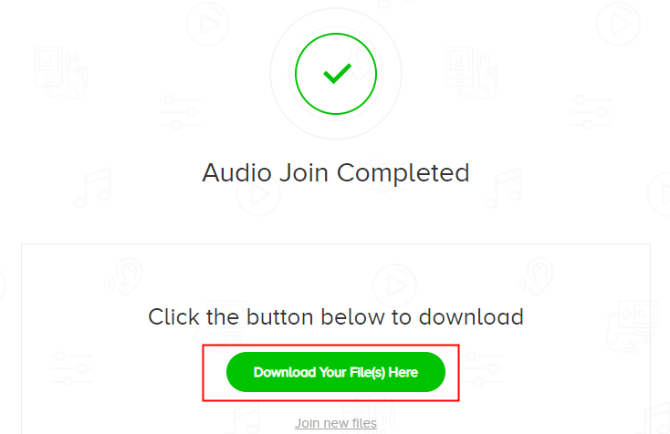 fare clic per scaricare i file audio da audio joiner