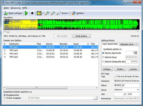 come tagliare la musica con easy mp3 cutter