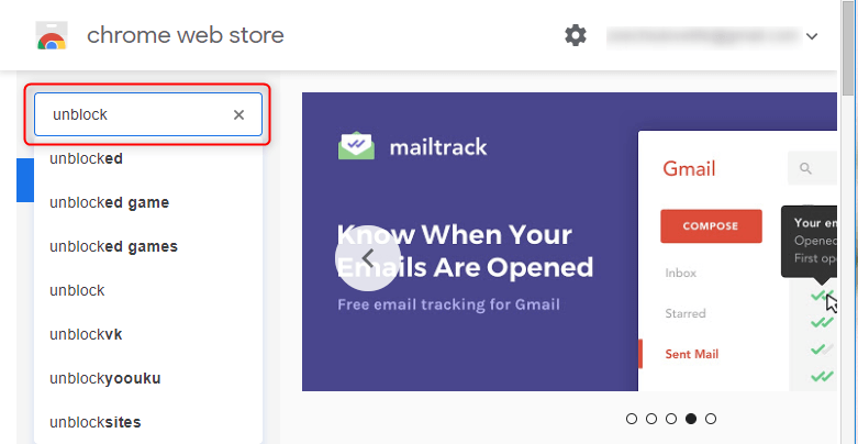 ricerca sbloccata in chrome web store