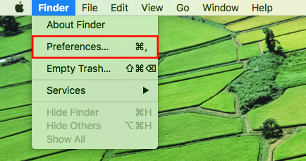 andare nelle preferenze del Mac Finder