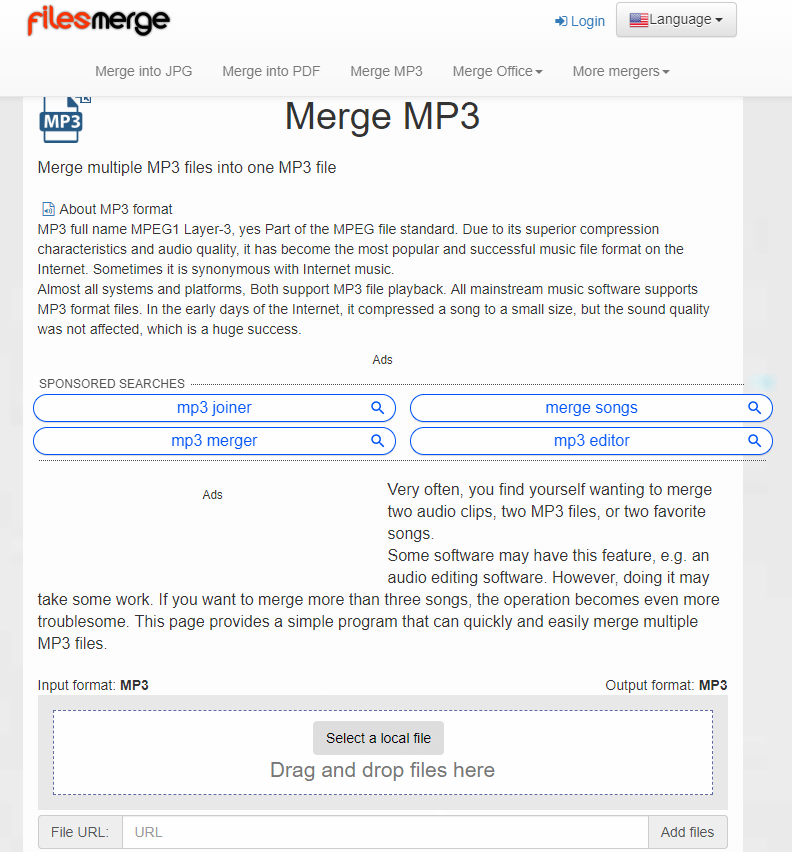 filesmerge è un unificatore audio online