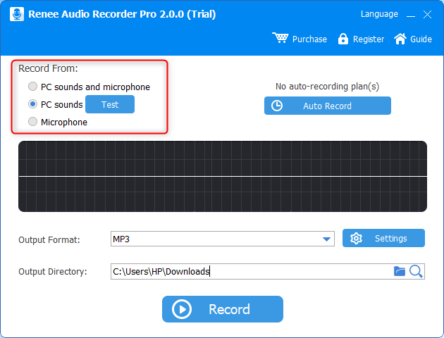 utilizzare renee audio recorder pro per registrare i suoni dal pc