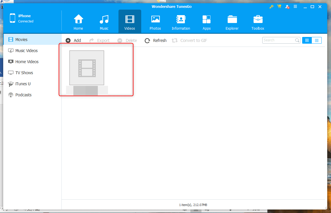 come aggiungere video a wondershare tunesgo e aggiungere all'iphone