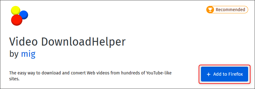 aggiungere l'estensione programma video download helper a firefox