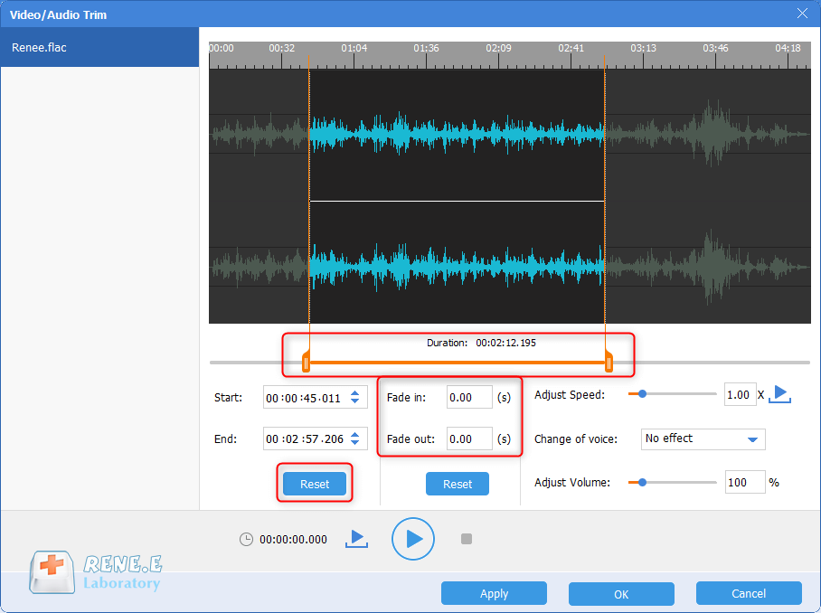 utilizzare gli strumenti audio di renee per tagliare i file flac