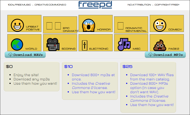 ottenere materiali audio da freepd