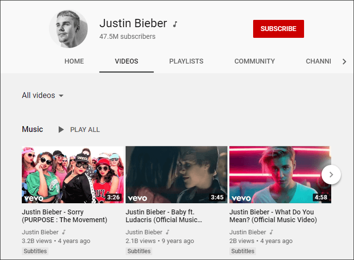 scaricare musica dal canale di Justin bieber da youtube e convertire in audio